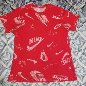Nike Tee Swoosh logo red Just do it Mens Lg